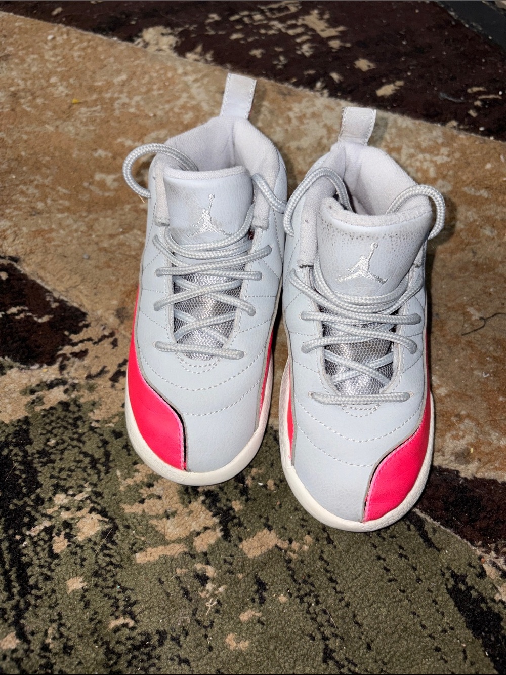 Jordan Kids' Light Gray and Pink High-Top Sneakers